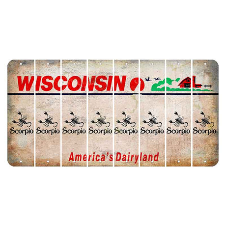 Wisconsin Farm Cut License Plate Strips (Set of 8) Zodiac Sign - Scorpio