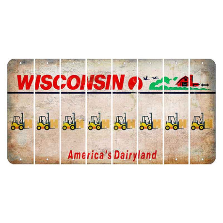 Wisconsin Farm Cut License Plate Strips (Set of 8) Forklift