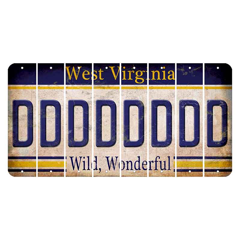 West Virginia Wild Wonderful Cut License Plate Strips (Set of 8) D