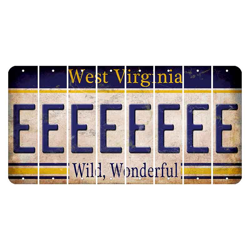 West Virginia Wild Wonderful Cut License Plate Strips (Set of 8) E