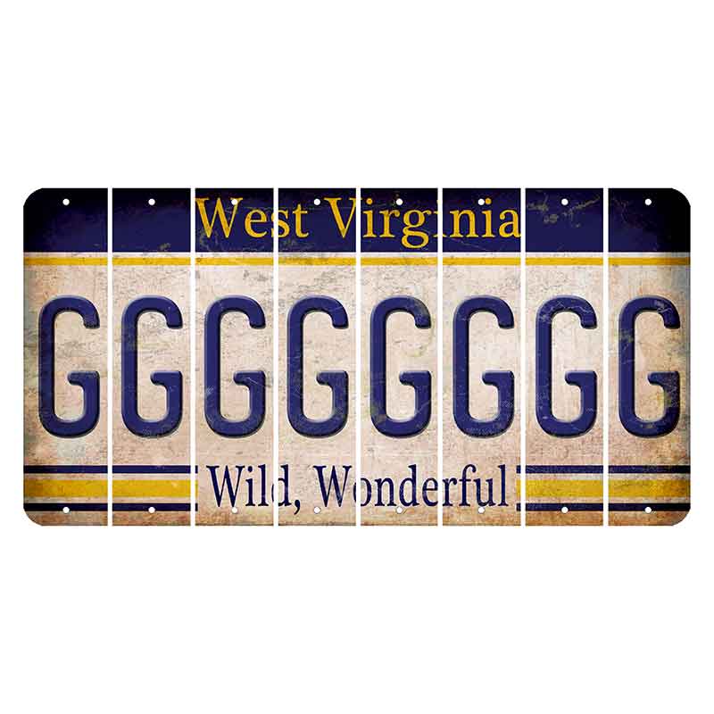 West Virginia Wild Wonderful Cut License Plate Strips (Set of 8) G