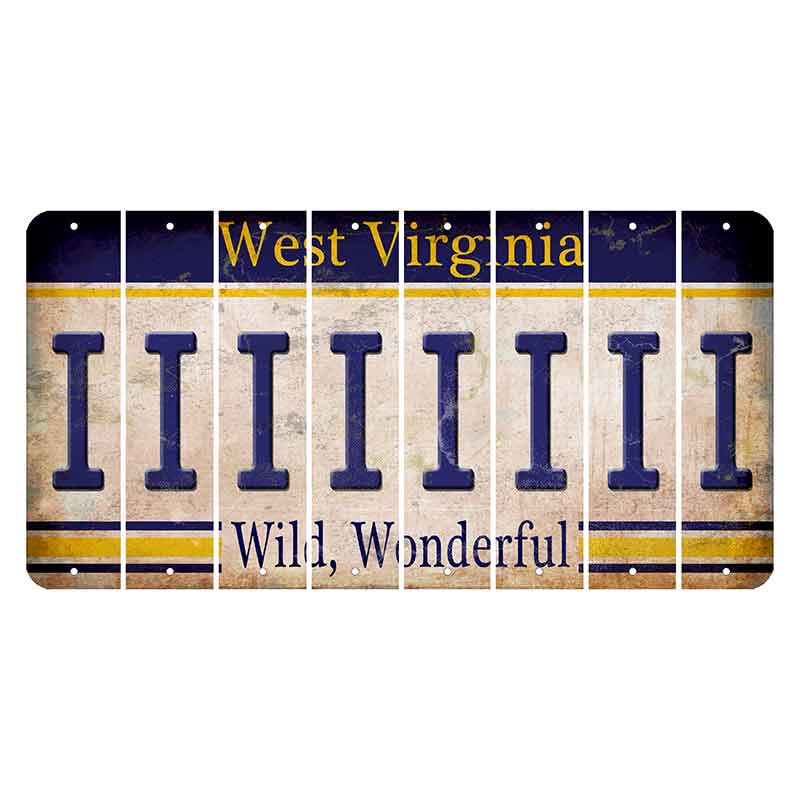 West Virginia Wild Wonderful Cut License Plate Strips (Set of 8) I