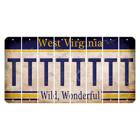 West Virginia Wild Wonderful Cut License Plate Strips (Set of 8) T