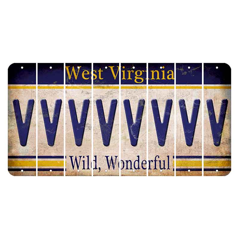 West Virginia Wild Wonderful Cut License Plate Strips (Set of 8) V