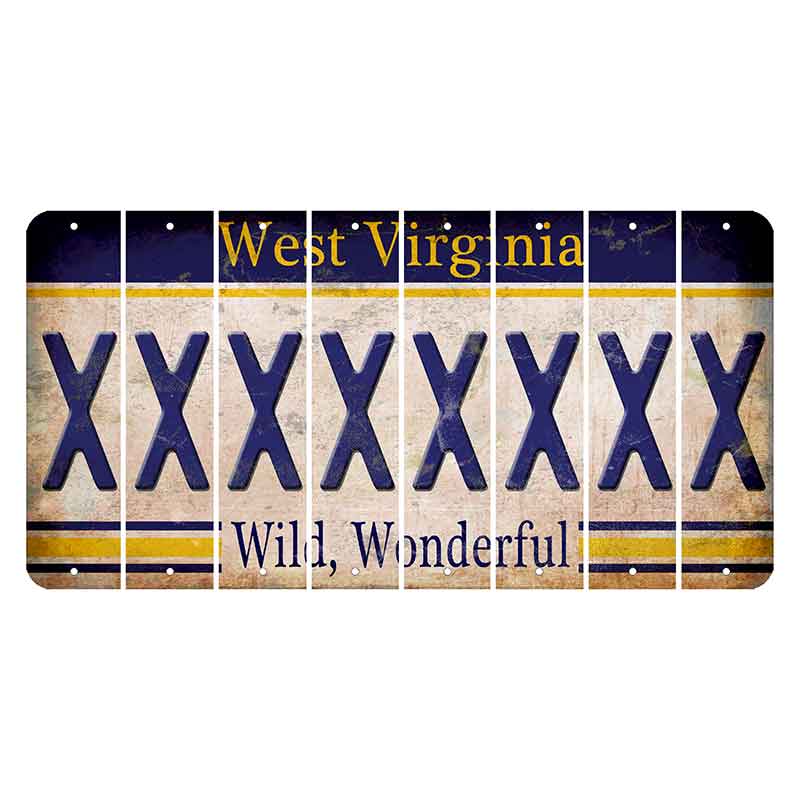 West Virginia Wild Wonderful Cut License Plate Strips (Set of 8) X