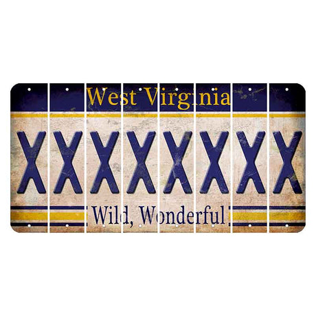 West Virginia Wild Wonderful Cut License Plate Strips (Set of 8) X