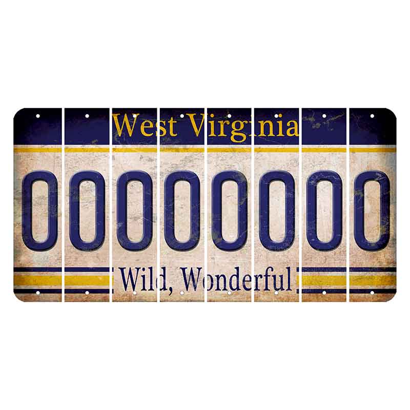 West Virginia Wild Wonderful Cut License Plate Strips (Set of 8)