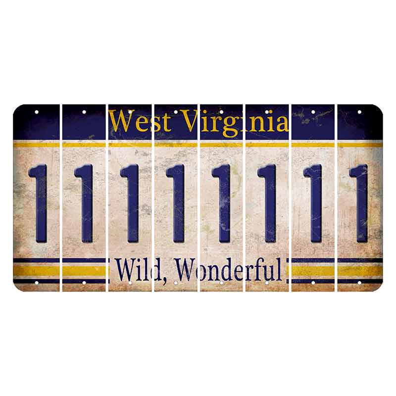 West Virginia Wild Wonderful Cut License Plate Strips (Set of 8) 1