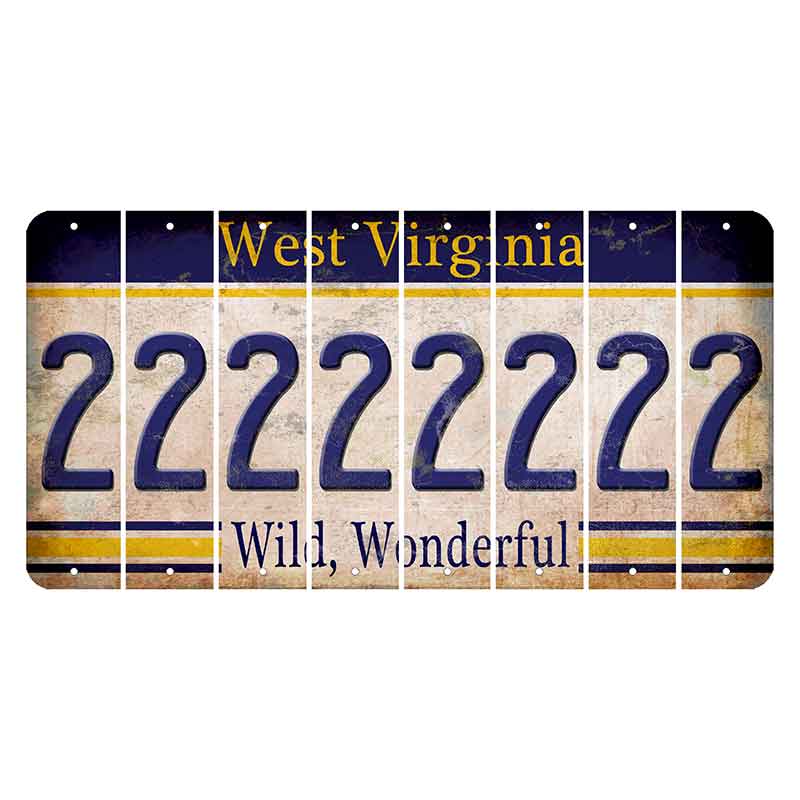 West Virginia Wild Wonderful Cut License Plate Strips (Set of 8) 2