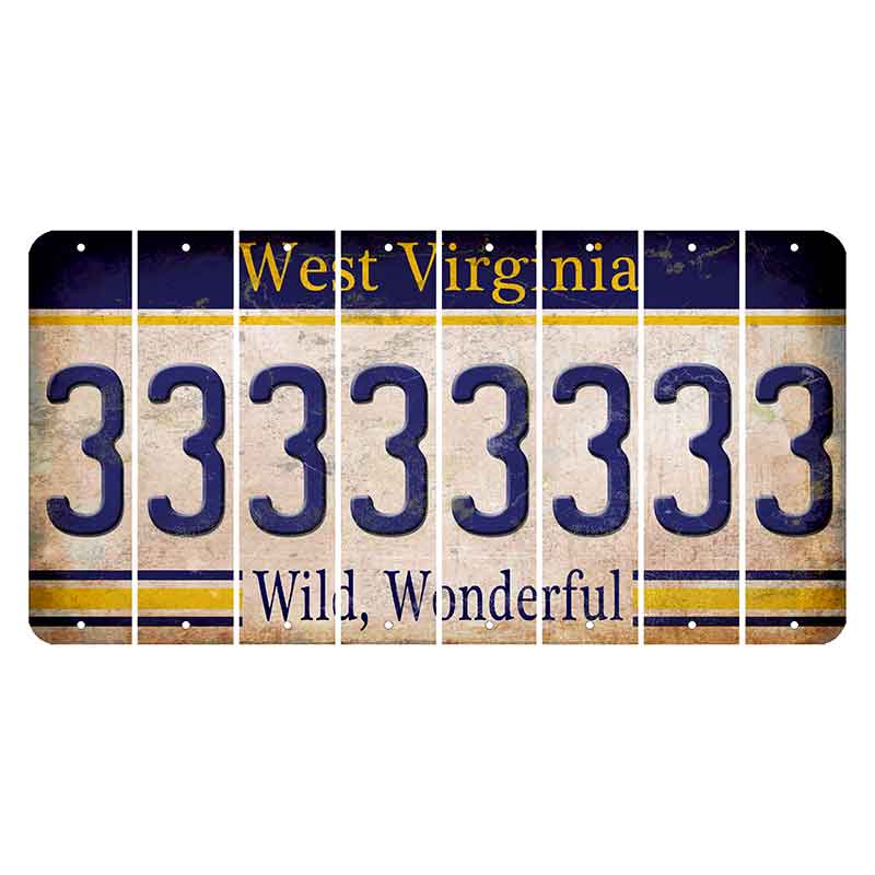 West Virginia Wild Wonderful Cut License Plate Strips (Set of 8) 3