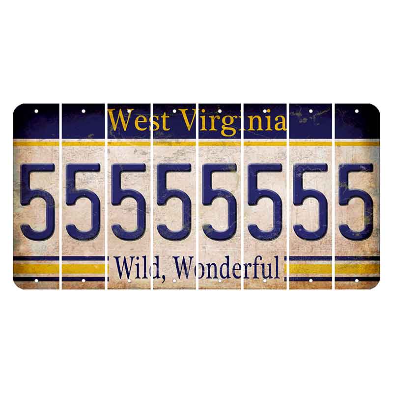 West Virginia Wild Wonderful Cut License Plate Strips (Set of 8) 5