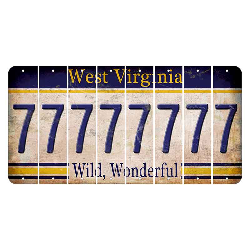 West Virginia Wild Wonderful Cut License Plate Strips (Set of 8) 7