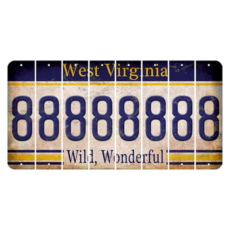 West Virginia Wild Wonderful Cut License Plate Strips (Set of 8) 8