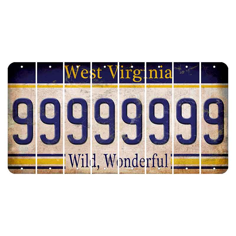 West Virginia Wild Wonderful Cut License Plate Strips (Set of 8) 9