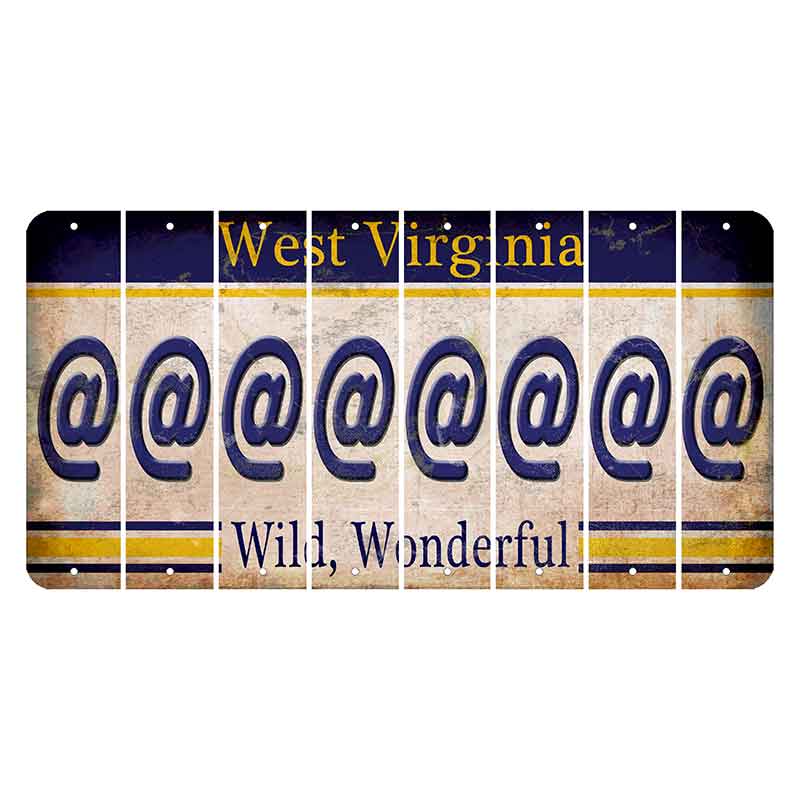 West Virginia Wild Wonderful Cut License Plate Strips (Set of 8) At Sign