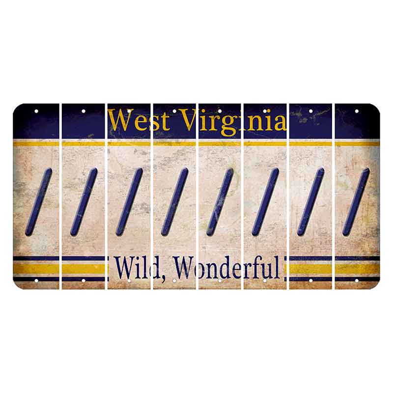 West Virginia Wild Wonderful Cut License Plate Strips (Set of 8) Forward Slash