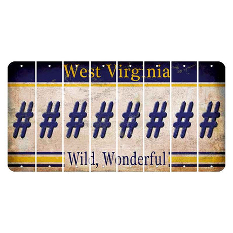 West Virginia Wild Wonderful Cut License Plate Strips (Set of 8) Hashtag