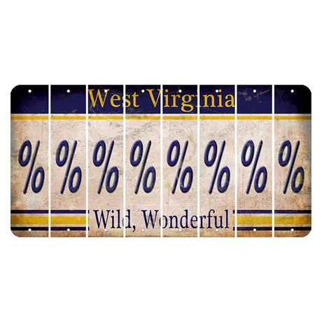 West Virginia Wild Wonderful Cut License Plate Strips (Set of 8) Percent Sign