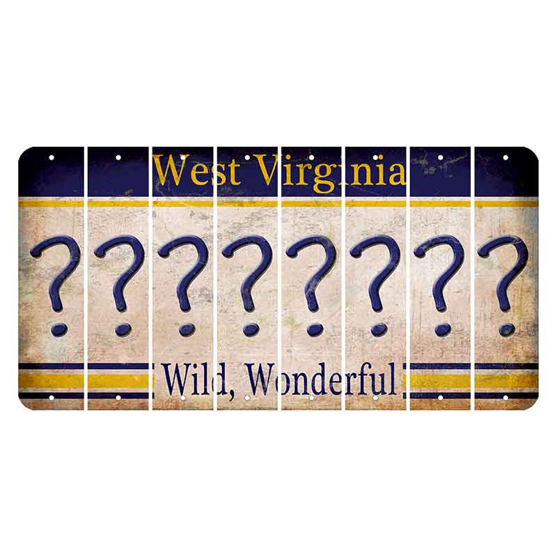 West Virginia Wild Wonderful Cut License Plate Strips (Set of 8) Question Mark