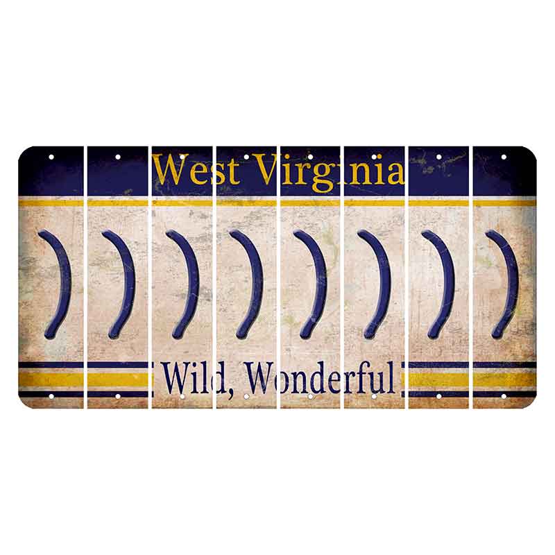 West Virginia Wild Wonderful Cut License Plate Strips (Set of 8) Parenthesis - Right