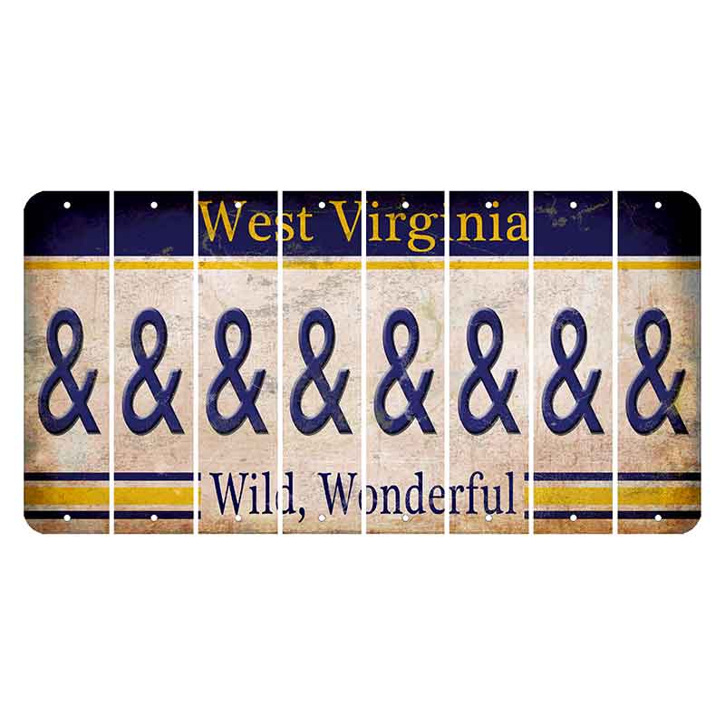 West Virginia Wild Wonderful Cut License Plate Strips (Set of 8) And Sign