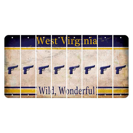 West Virginia Wild Wonderful Cut License Plate Strips (Set of 8) Handgun