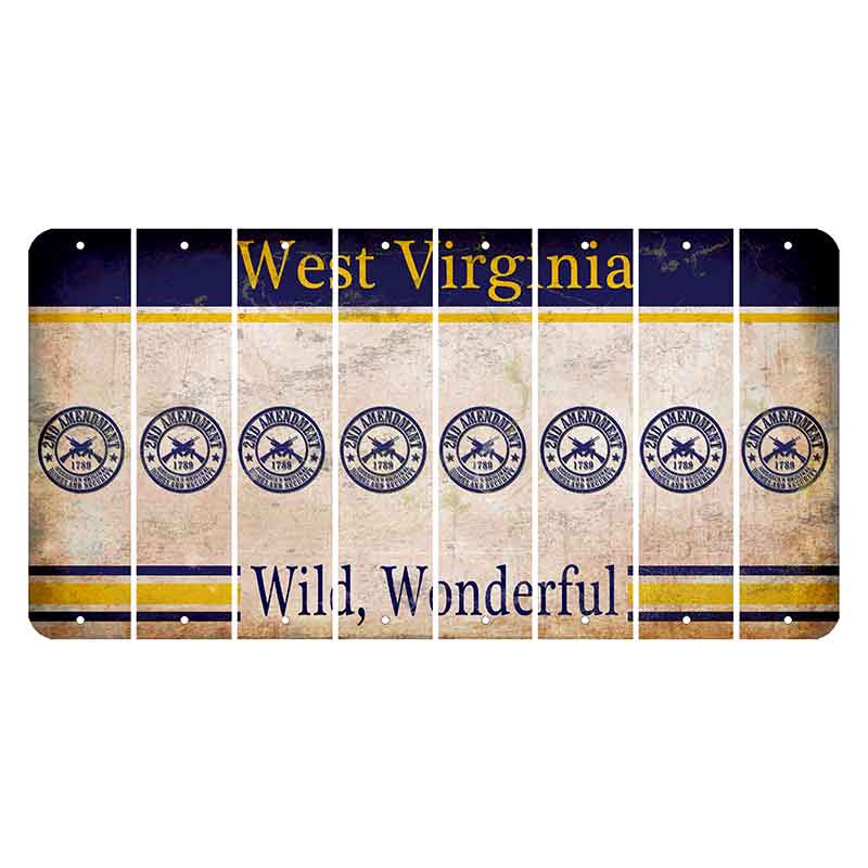 West Virginia Wild Wonderful Cut License Plate Strips (Set of 8) 2nd Amendment