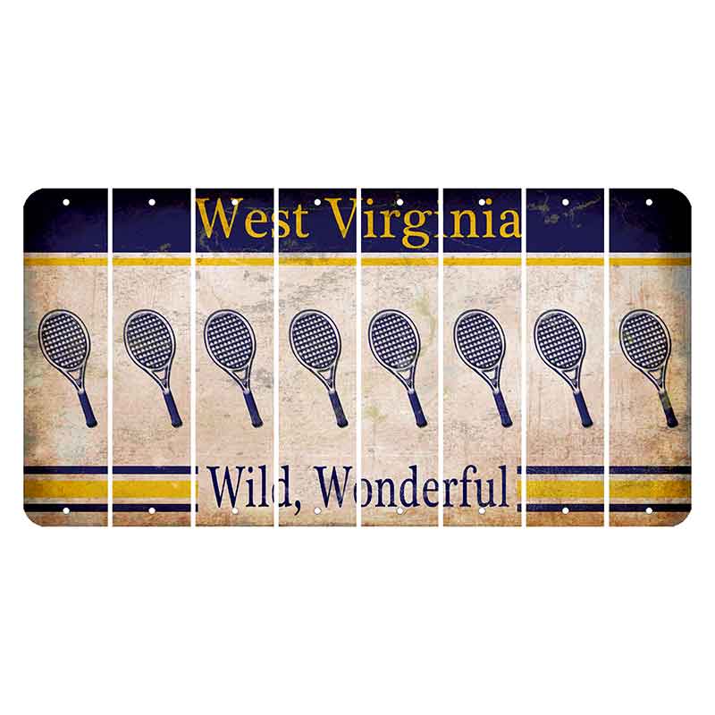 West Virginia Wild Wonderful Cut License Plate Strips (Set of 8) Tennis Racket