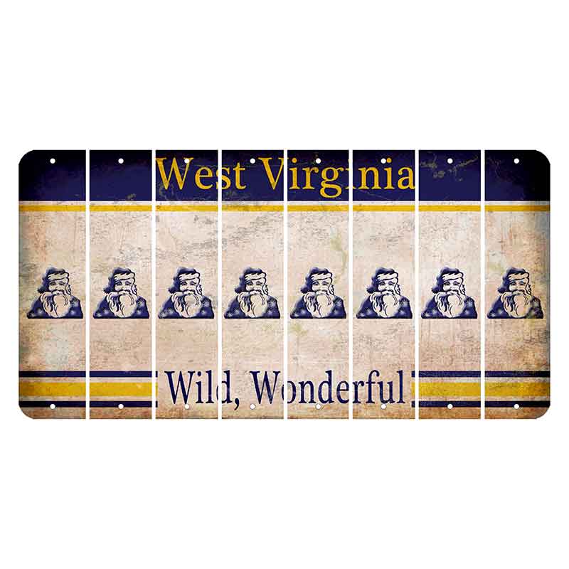 West Virginia Wild Wonderful Cut License Plate Strips (Set of 8) Santa Claus