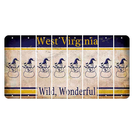 West Virginia Wild Wonderful Cut License Plate Strips (Set of 8) Snowman