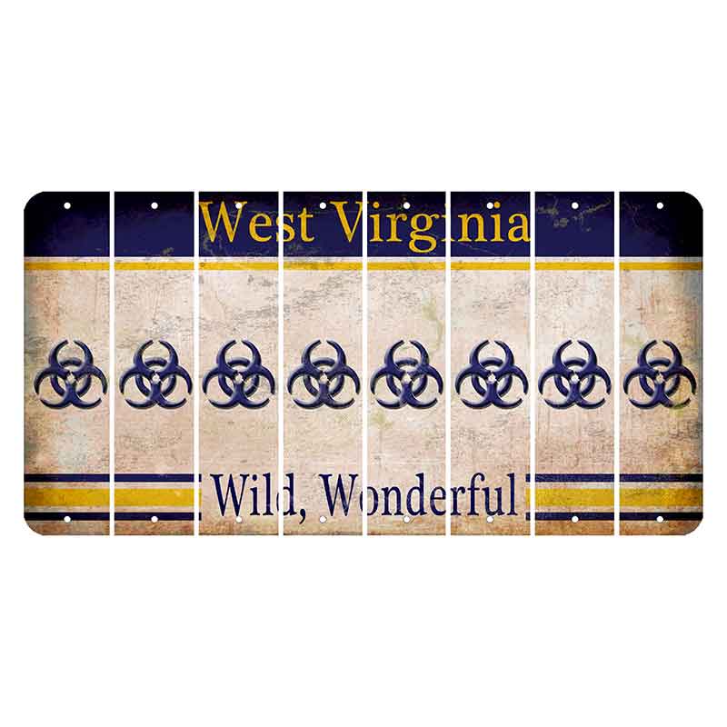 West Virginia Wild Wonderful Cut License Plate Strips (Set of 8) Radioactive