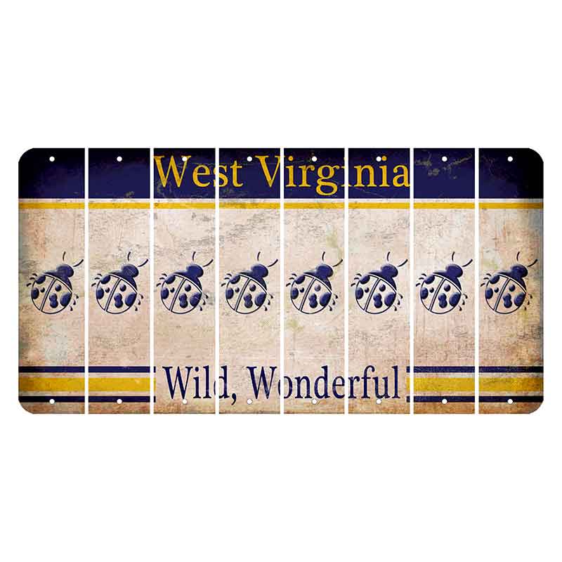 West Virginia Wild Wonderful Cut License Plate Strips (Set of 8) Ladybug