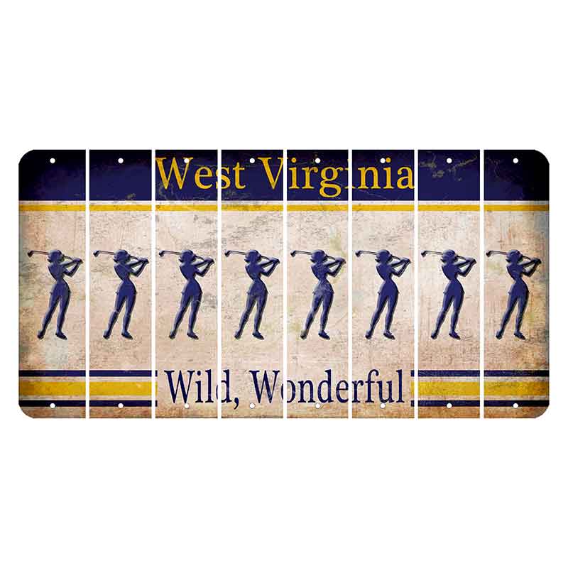 West Virginia Wild Wonderful Cut License Plate Strips (Set of 8) Female Golfer