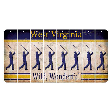 West Virginia Wild Wonderful Cut License Plate Strips (Set of 8) Male Golfer