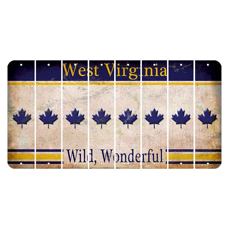 West Virginia Wild Wonderful Cut License Plate Strips (Set of 8) Maple Leaf