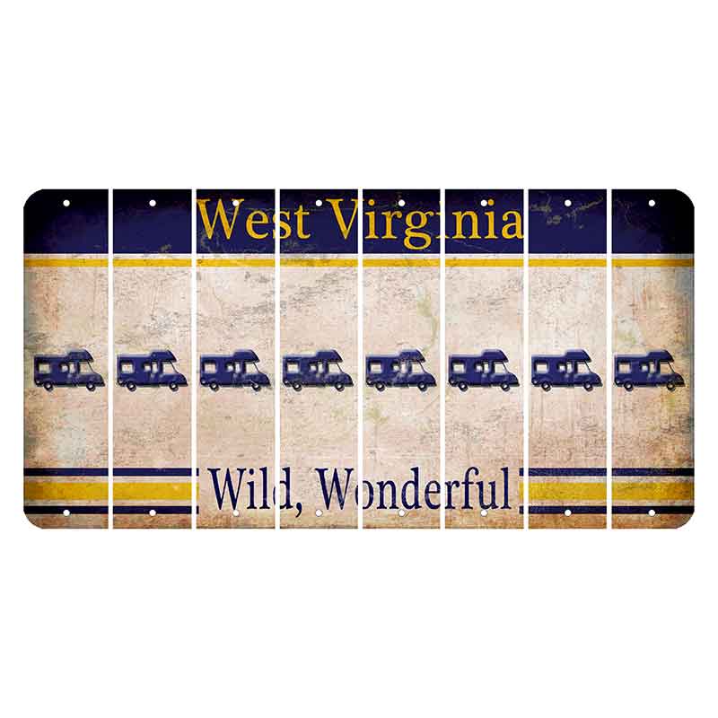 West Virginia Wild Wonderful Cut License Plate Strips (Set of 8) Camper