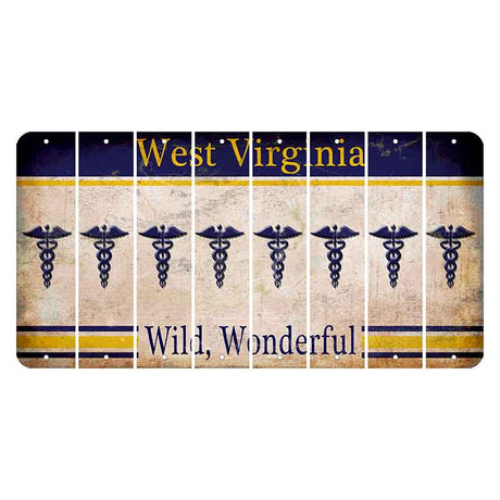 West Virginia Wild Wonderful Cut License Plate Strips (Set of 8) Caduceus