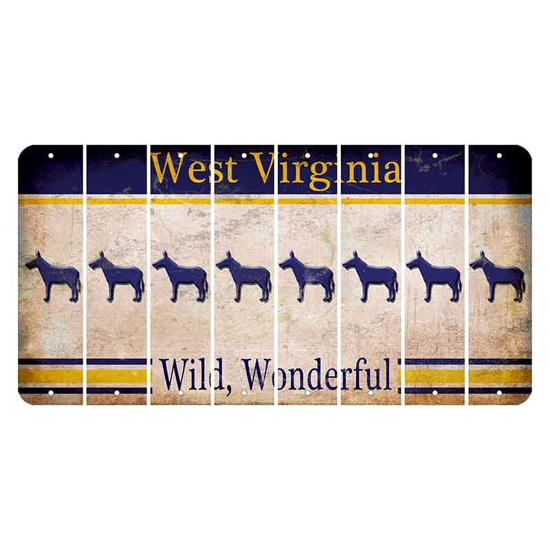 West Virginia Wild Wonderful Cut License Plate Strips (Set of 8) Donkey