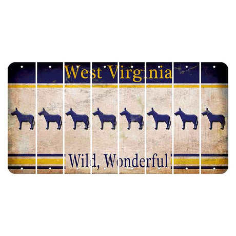 West Virginia Wild Wonderful Cut License Plate Strips (Set of 8) Donkey