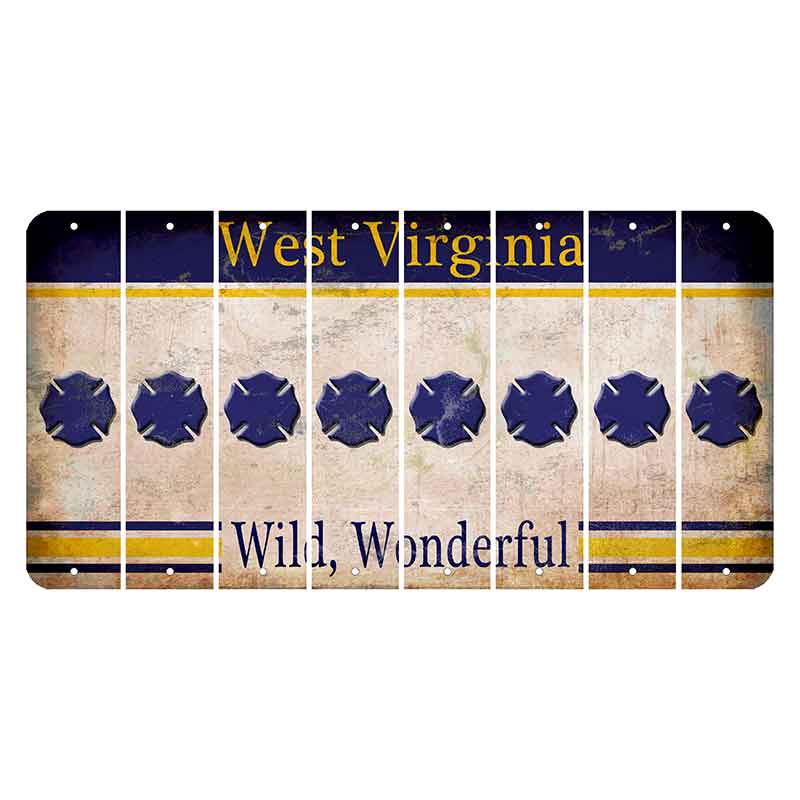 West Virginia Wild Wonderful Cut License Plate Strips (Set of 8) Fire Badge