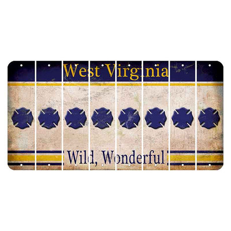 West Virginia Wild Wonderful Cut License Plate Strips (Set of 8) Fire Badge