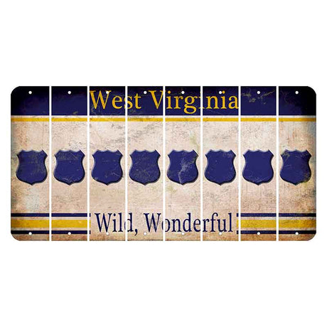 West Virginia Wild Wonderful Cut License Plate Strips (Set of 8) Police Badge