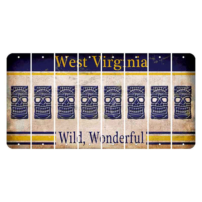 West Virginia Wild Wonderful Cut License Plate Strips (Set of 8) Tiki