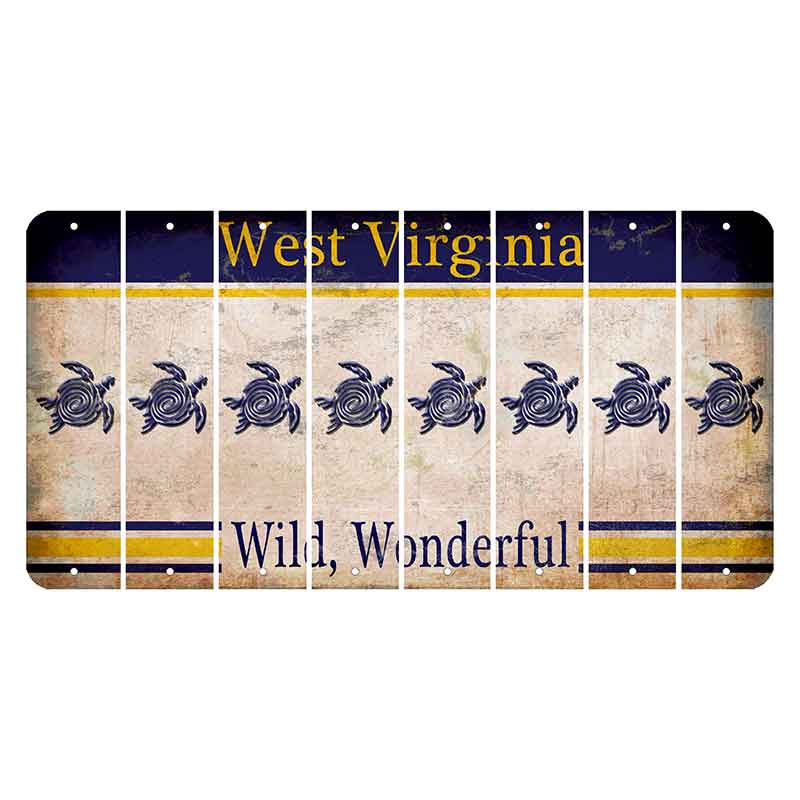 West Virginia Wild Wonderful Cut License Plate Strips (Set of 8) Sea Turtle