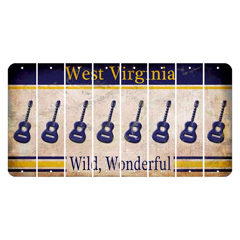 West Virginia Wild Wonderful Cut License Plate Strips (Set of 8) Guitar