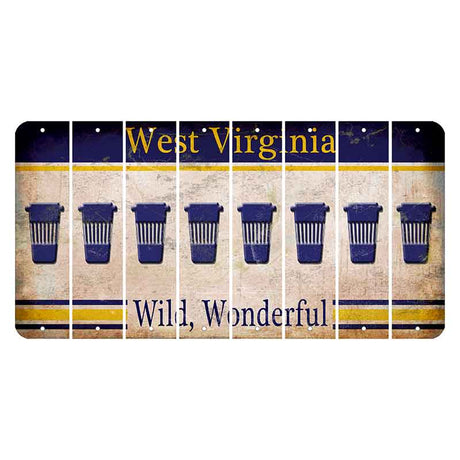 West Virginia Wild Wonderful Cut License Plate Strips (Set of 8) Latte