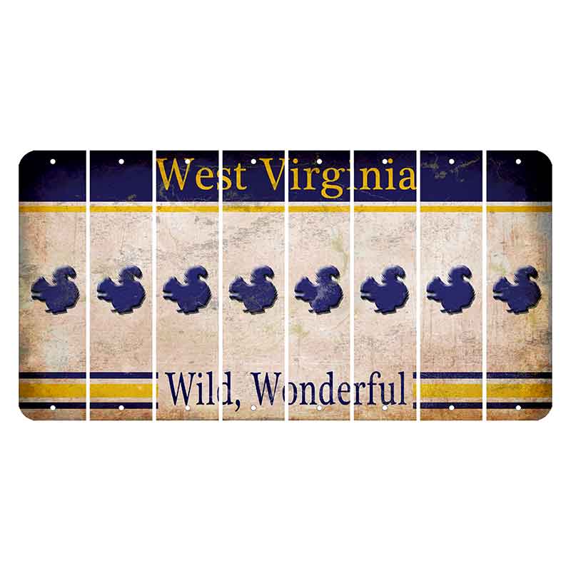 West Virginia Wild Wonderful Cut License Plate Strips (Set of 8) Squirrel