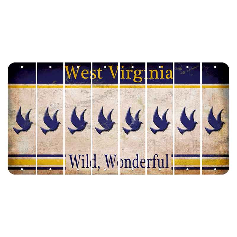 West Virginia Wild Wonderful Cut License Plate Strips (Set of 8) Dove