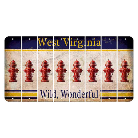 West Virginia Wild Wonderful Cut License Plate Strips (Set of 8) Fire Hydrant