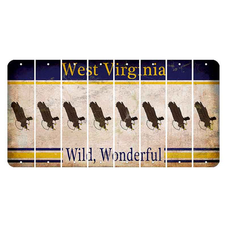 West Virginia Wild Wonderful Cut License Plate Strips (Set of 8) Bald Eagle